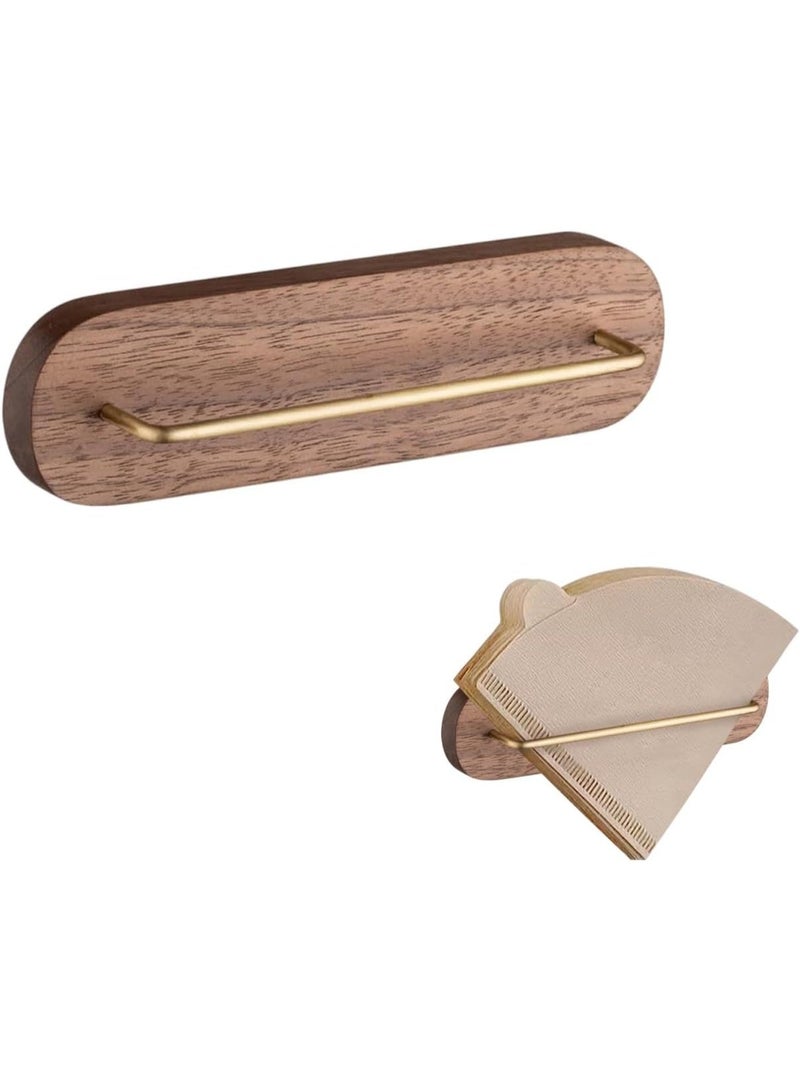 Joybos Walnut Base Coffee Filter Holder |  Filter Paper Storage Rack  No-Drill Wall-Mounted Pour-Over Coffee Filter Holder | Compatible with V60, Fan & Flat-Bottom Filters | Kitchen Countertop Organizer Stand - Image 3